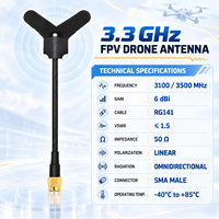 Antenne de drone FPV 3,3 GHz 3100/3500 MHz 6 dBi avec câble coaxial RG141 et connecteur SMA mâle pour transmetteur vidéo d'avion RC