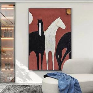 Pintura de Caballo Blanco y Negro, Arte Abstracto para Pared, Pintura al Óleo Abstracta, Arte Decorativo con Textura 3D, Decoración para el Hogar, Obra de Arte para Interiores - Product Image 2