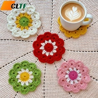 Sous-verre en crochet fait main à motif floral, tapis de tasse tricoté, décoration de table, résistant à la chaleur, antidérapant