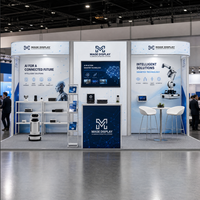 Stand d'exposition personnalisé 10x20, système d'affichage portable avec comptoir et étagères