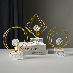 Crystal Ball Art Ornament Glass Acrylic Iron Abstract Sphere Home Decoration Gift - Product Image 1