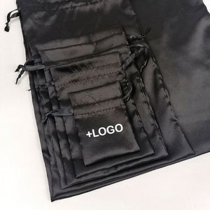Pochette en satin de luxe personnalisée avec logo, petits sacs en soie à cordon pour l'emballage des cheveux - Product Image 5