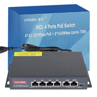 Switch PoE LingShi para Puente AP Inalámbrico con 4 Puertos POE + 2 Puertos de Enlace Ascendente, Capacidad de Switch de 100 Mbps y 1.5 Gbps, QoS, Apilable, Montaje en Rack
