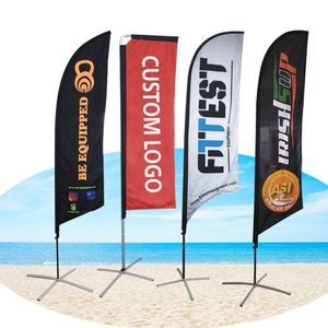 Drapeau de plage publicitaire extérieur en fibre de verre, drapeau de plage en forme de larme, fabrication sur mesure - Product Image 1
