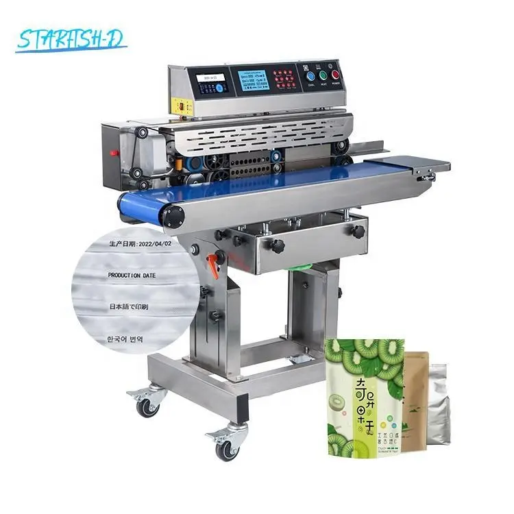 Dọc đa chức năng thép không gỉ nhựa liên tục túi nhiệt niêm phong máy PVC films Bag Sealer với máy in mã ngày