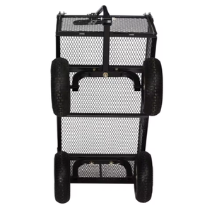 चार रबर पहियों आउटडोर फायरवुड उपयोगिता उपकरण ट्रॉली हटाने योग्य पक्ष भारी शुल्क स्टील मेष गार्डन कार्ट - Product Image 3