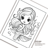 Livre de coloriage sirène pour enfants, illustrations d'animaux marins, papier de haute qualité pour crayons et marqueurs, cadeau créatif pour les 4-10 ans