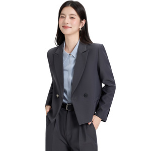 Women's Suit Set Off White Solid Color Anti-Wrinkle Polyester Casual Wear for Office and Interviews - Product Image 5