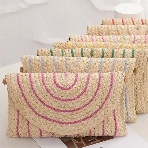 New Arrival Straw Braided Handmade Weaving Woven Straw Bag Shoulder Bag Crossbody Handbag