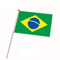 Bandera de Mano Personalizada de Poliéster de 14x21 cm con Diseño de la Selección Brasileña de Fútbol para Fanáticos del Fútbol