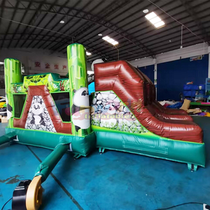 Chateau gonflable kids party bounce <b>house</b> commercial grade <b>inflatable</b> panda bouncer with slide combo - Product Image 2