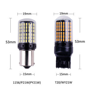 Ampoules LED de clignotants et de feux stop pour voiture T20 P21w Ba15s 1156 1157 7440 7443, 144 SMD, puce 3014, CanBus - Product Image 2