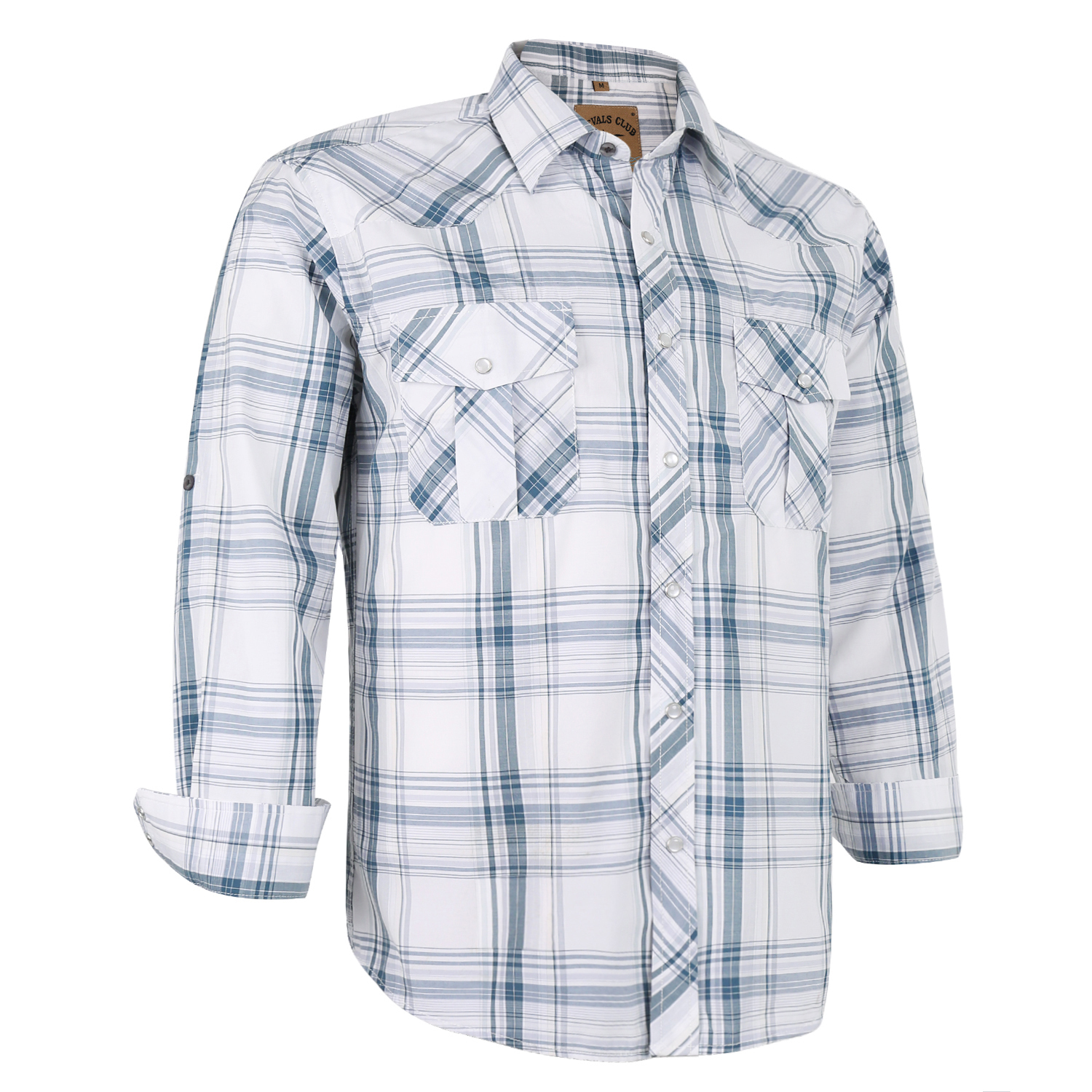 Men's Western Pearl Snap Shirt - Long Sleeve Plaid Work Shirt With Snap Buttons, Casual & Rugged