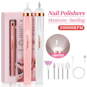 Portable USB Rechargeable Electric Nail <b>Drill</b> Pen 5 in 1 Pedicure Polishing Machine with <b>Bits</b> and LED - Product Image 3