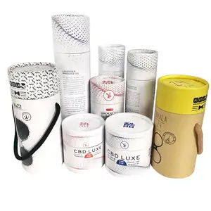 Customizing Wholesale Bulk Print White Black Cardboard Cylinder Box Craft Paper Bottle Tube Packaging Paper Box