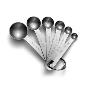 High offer 6 pieces stainless steel measuring cups measuring spoons set for kitchen measuring tools