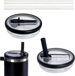 2 Pack 40oz Tumbler Replacement Lids <b>With</b> Flip <b>Straw</b> Plastic <b>Cup</b> Covers Leakproof for Reusable Travel Tumblers - Product Image 4