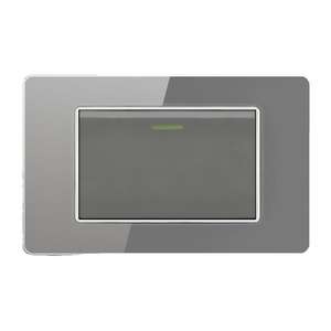 Interruptor de Pared con Panel Gris, Seguridad EU US BR, Interruptor de 1, 2 o 3 Botones - Product Image 1
