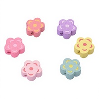 Pièces en bois perforées en forme de fleur, style INS, simples et polyvalentes, pour la création de bijoux DIY pour enfants (bracelets, colliers)