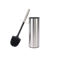 Brosse de toilette en gros durable à poils rigides, brosse WC moderne en acier noir mat avec manche extra long