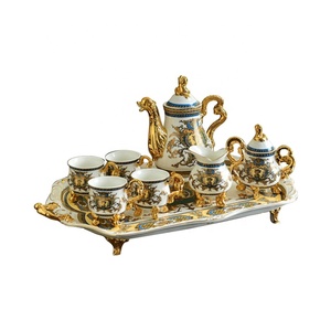 Wholesale 15pcs Gothic Court Royal Home Decors Porcelain Gold Handle Coffee <b>Tea</b> <b>Set</b> - Product Image 1