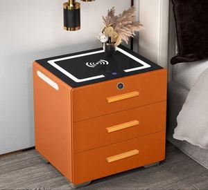 <span class=keywords><strong>Table</strong></span> <span class=keywords><strong>de</strong></span> <span class=keywords><strong>chevet</strong></span> LED grise moderne avec serrure à empreintes digitales <span class=keywords><strong>Table</strong></span> <span class=keywords><strong>de</strong></span> <span class=keywords><strong>chevet</strong></span> intelligente en bois massif Chargement sans fil pour chambre ou appartement - Product Image 4