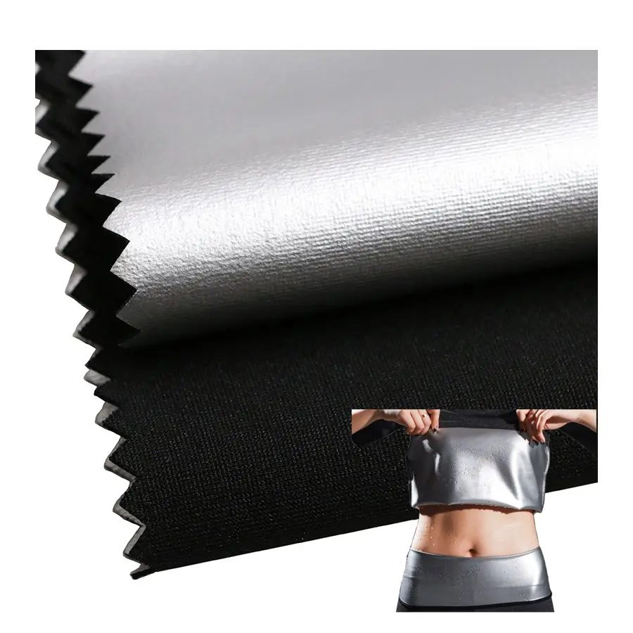 Heat insulate quick dry silver pu laminated sauna suit fabric polyester