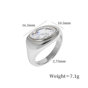 Anillos Ovalados de Circonita de Lujo - Acero Inoxidable Chapado en Oro de 18K, Anillos Minimalistas Retro con Diseño Único - Product Image 5