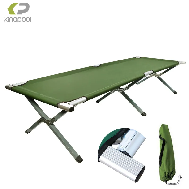 Kingpool Lightweight Hiking Travel Aluminum Green Camping Cot Sleeping Bed Portable Foldable Outdoor Adjustable Camping Bed