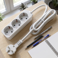 Multiprise industrielle intelligente en PVC, 3 prises CA, disjoncteur différentiel (GFCI), ports USB, prise standard UE, portable