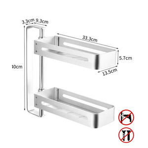 Bathroom Wall-mounted Free-Punch Rotating Multi-functional Storage Racks And Kitchen Rack Storage Shelf
