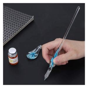 Stylo plume en verre coloré fait à la main, vente chaude, stylo en verre sablier, calligraphie, cadeau, ensemble de stylos plume - Product Image 2