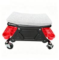 Asiento rodante de taller de alta resistencia con cojín suave modular extraíble y bandeja para herramientas