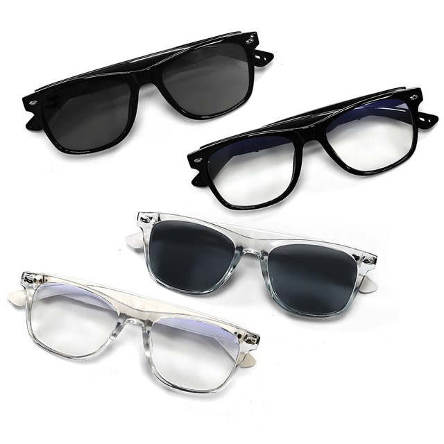 2025 Model AI Smart Glasses Support Real-time Translation in 100 Languages. They Feature UV and Blue Light protection Lenses.