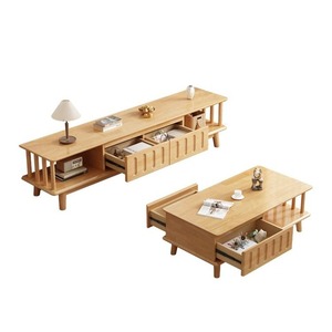 Nordic Solid Wood Tv Cabinet And <b>Coffee</b> <b>Table</b> Combination Modern Minimalist Storage Living Room Set - Product Image 4