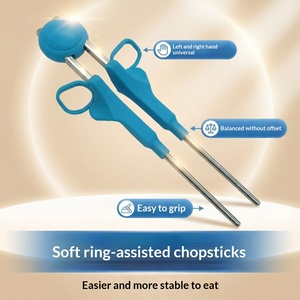 Certified Large Grip Handle Stainless Steel Weighted Utensils Parkinson Knife Fork Spoon Set for Elderly Eating Assistance - Product Image 2