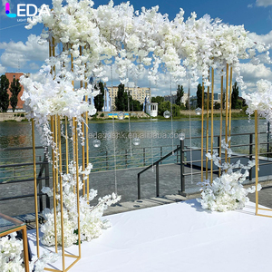 LEDA Wedding <b>Party</b> Events Decor Luxury Wedding Stage Gold Flower Arch Metal Square <b>Backdrop</b> - Product Image 3