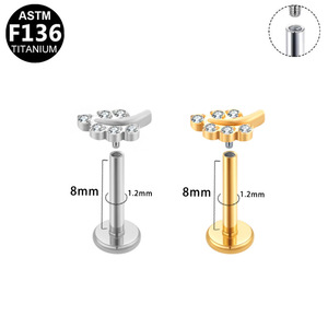 Boucles d'oreilles en alliage de titane en forme de cœur avec filetage interne pour bijoux d'oreille - Product Image 5