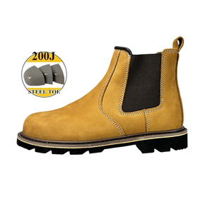Bottes de Sécurité <span class=keywords><strong>Chelsea</strong></span> à Embout Acier pour Hommes, en Cuir <span class=keywords><strong>Nubuck</strong></span> Jaune de Vache, Chaussures de Travail de Sécurité pour la Construction et l'Usine - Product Image 1