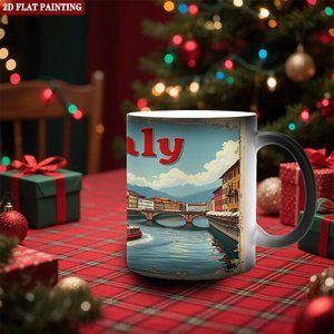 Tasse magique à poignée incurvée, noire givrée, 11 oz, en céramique, sensible à la chaleur, pour la maison et la cuisine - Product Image 2