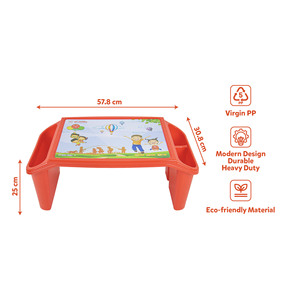 Table d'étude pour enfants en plastique PP, bureau carré pour tout-petits, table d'activités multicolores avec compartiments latéraux de rangement pour le jeu - Product Image 4