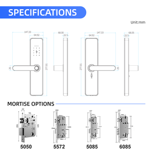 Serrure de porte intelligente Locstar avec empreinte digitale, Wi-Fi, numérique, électronique, Tuya, Ttlock, poignée électrique, clés de sécurité pour porte <span class=keywords><strong>double</strong></span> - Product Image 5