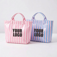 Tas Tote Kanvas Bergaris Cetak Huruf Besar Qetesh Grosir, Stylish untuk Kerja Sehari-hari, Aktivitas Luar Ruangan, Pantai Wanita, Logo Custom, Tahan Air