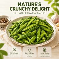 OEM Bulk VF Gehele Okra Vacuüm Gefrituurd Licht Gezouten Knapperige Gehele Okra Snack Laag in Olie Gezond 10kg