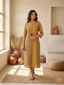 High On Demand Elegant Handwoven Cotton <b>Kurti</b> with Comfortable Fit Breathable Material for Summer and Casual Wear For Sale - Product Image 3