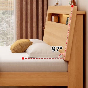 <span class=keywords><strong>Letto</strong></span> Moderno in Legno Massello con Testiera Integrata con Vano Contenitore, Finitura Rovere Naturale, Arredamento Camera da <span class=keywords><strong>Letto</strong></span> per Appartamento - Product Image 5