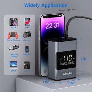 Large Screen Digital Display 200W Car Inverter Power Station 12V/24V/220V Multi-Function with QC3.0 Charger & <b>Adapter</b> - Product Image 2