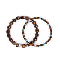 Bracelet en perles œil de tigre transfrontalier le plus vendu, ensemble pour hommes et couples, bracelet perlé haut de gamme et tendance, cadeau pour