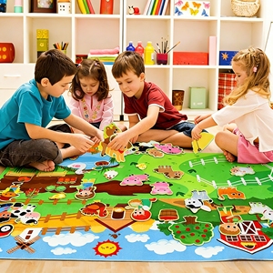Kit de jeu interactif mural en feutre <span class=keywords><strong>sur</strong></span> le thème des animaux de la ferme pour la petite enfance : tableau d'activités, récit d'histoires et apprentissage précoce pour tout-petits et enfants - Product Image 2