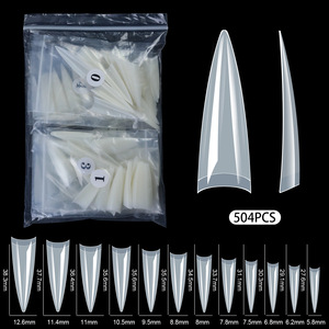 Hot Sale 500pcs/bag False <b>Nails</b> <b>Extension</b> ABS Half Cover Medium Stiletto Coffin Natural Thinner False <b>Nail</b> Tips - Product Image 3
